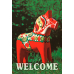 Garden Flag - Welcome Dala Horse
